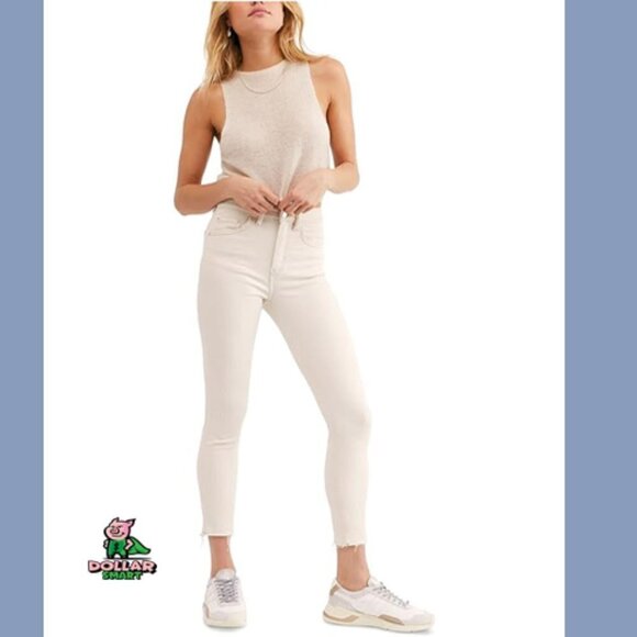 Free People Frayed-Hem Skinny Jeans, Tea Size 26 - Picture 1 of 13